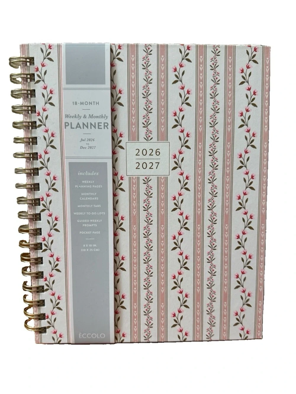 Eccolo Planner 2026- 2027 18-Month Weekly & Monthly Planner Hard Cover 10x8”